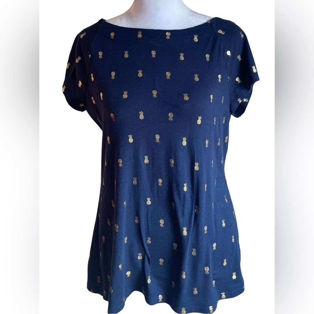 Westport Preppy 1962 Short Sleeved Shirt - Color Navy With Gold Pineapples